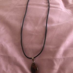 Natural stone pendant with chain